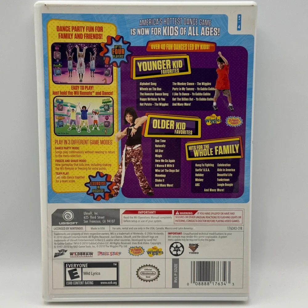 Just Dance Kids Nintendo Wii Game Ubisoft 2010 40+ Songs RVL-P-SDZE